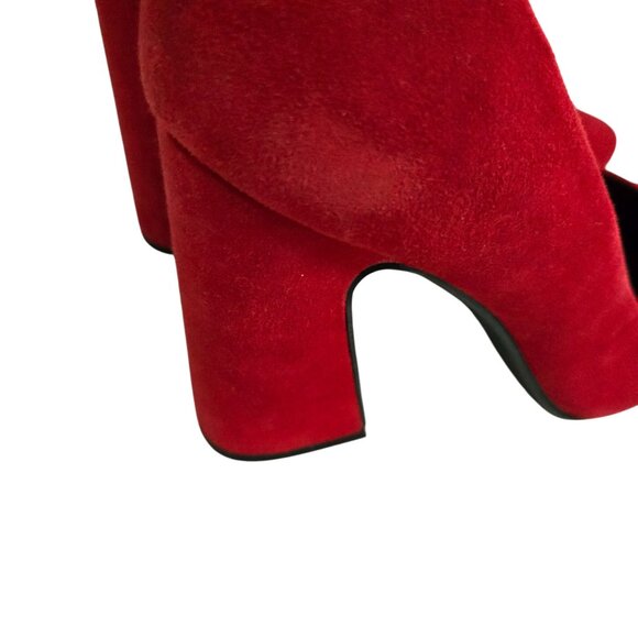 Gianni Bini Red Suede Unique Block Heel Point Toe Pumps Size 7.5M - Picture 6 of 8